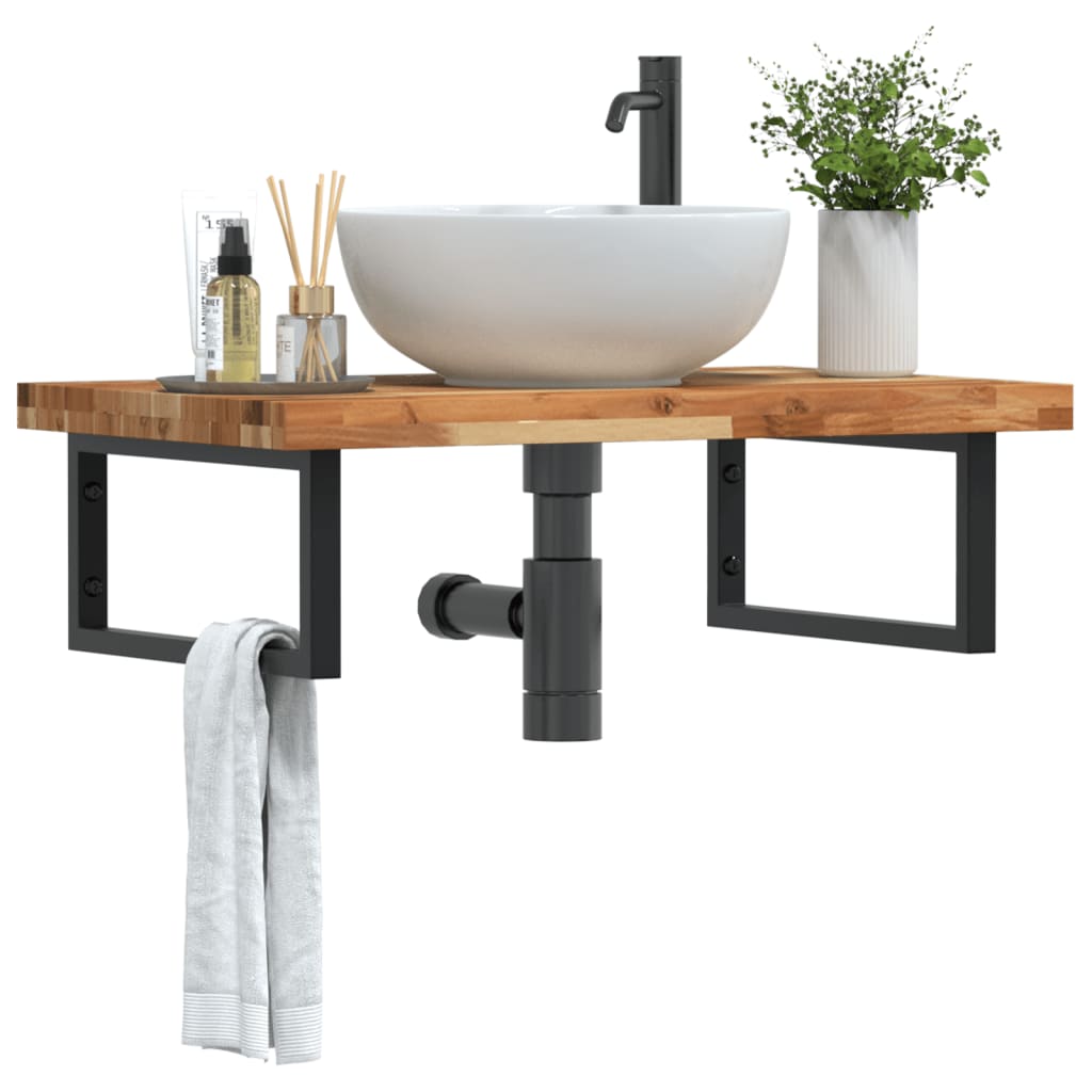 Badkamer wandschap staal en massief acaciahout is nu te koop bij PeponiXL, paradijselijk wonen!
