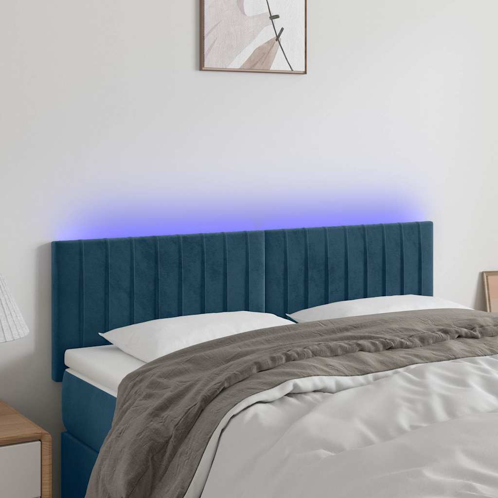 Hoofdbord LED 144x5x78/88 cm fluweel donkerblauw is nu te koop bij PeponiXL, paradijselijk wonen!