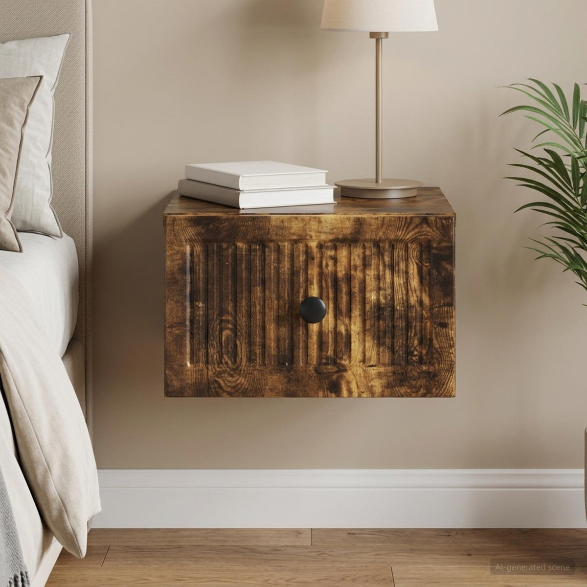 Wandbeugel Bedkast Gerookt eiken 33 x 34,5 x 20 cm Bewerkt hout is nu te koop bij PeponiXL, paradijselijk wonen!