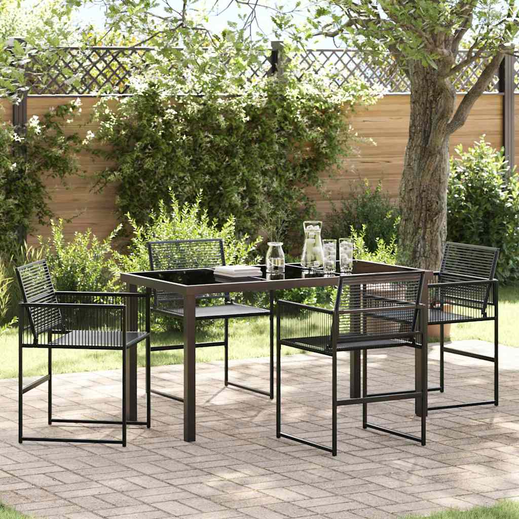 Tuin eettafelset 5 pcs Zwart poly rattan is nu te koop bij PeponiXL, paradijselijk wonen!
