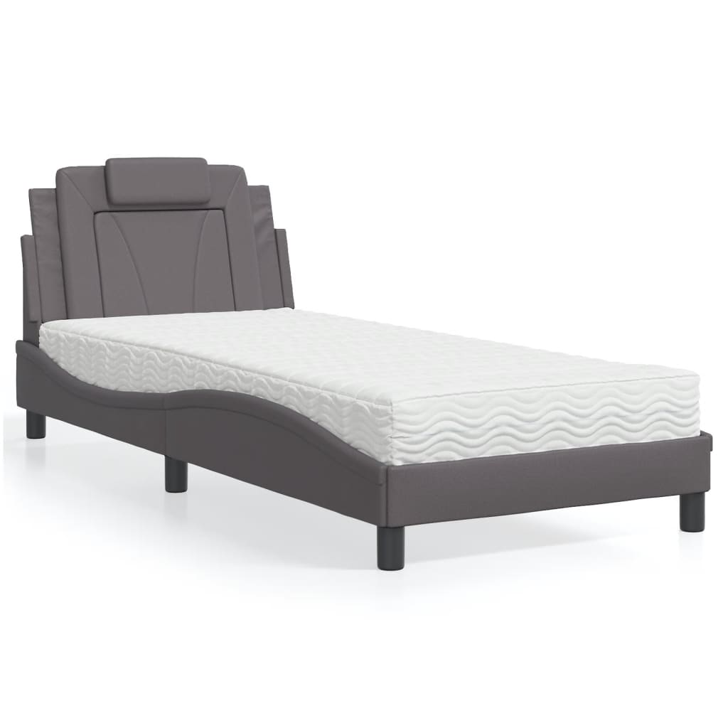 Bed "Viana" met matras kunstleer grijs 90x200 cm is nu te koop bij PeponiXL, paradijselijk wonen!