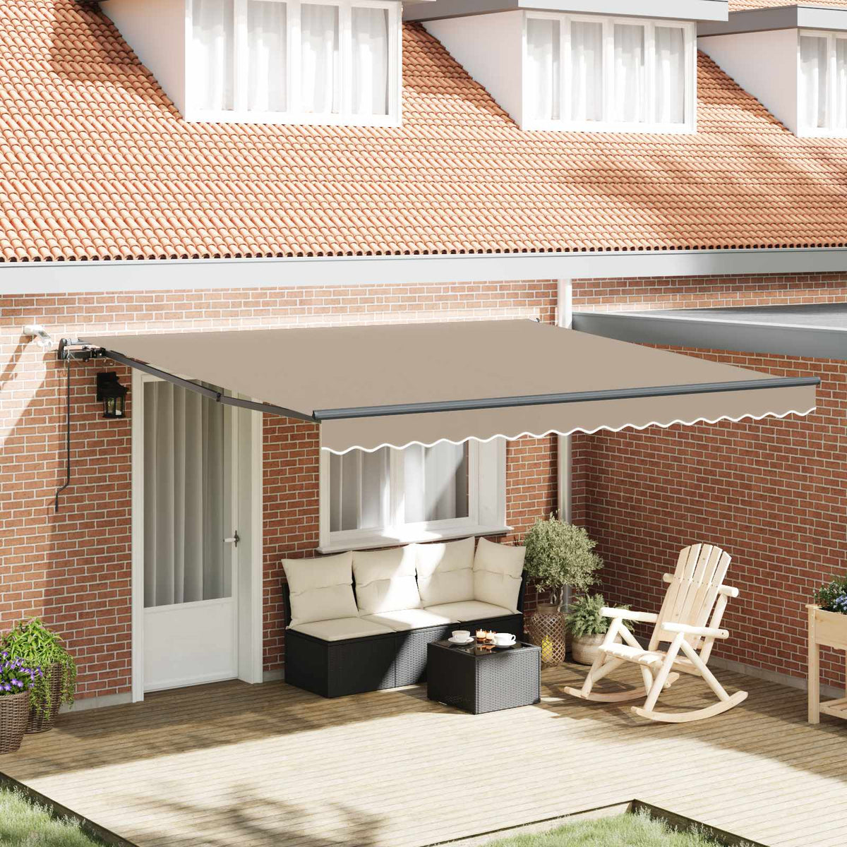 Luifeldoek met Beige 400 × 350 cm Polyester is nu te koop bij PeponiXL, paradijselijk wonen!
