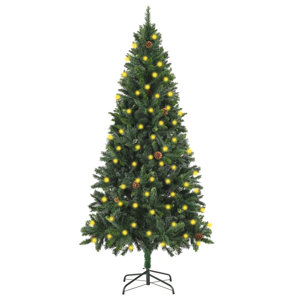 Kunstkerstboom met verlichting en dennenappels 180 cm groen is nu te koop bij PeponiXL, paradijselijk wonen!