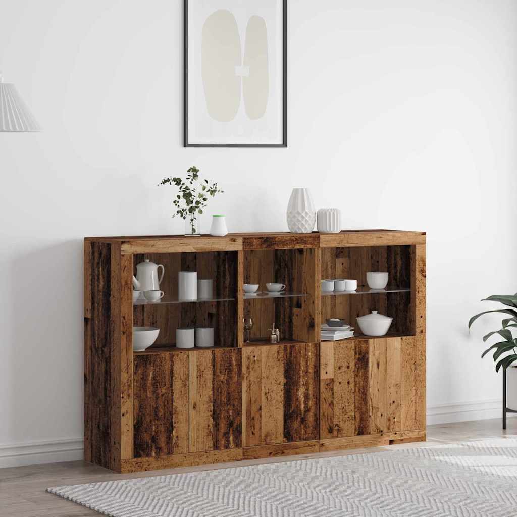 LED Sideboard Oudhout 162 x 37 x 100 cm Bewerkt hout is nu te koop bij PeponiXL, paradijselijk wonen!