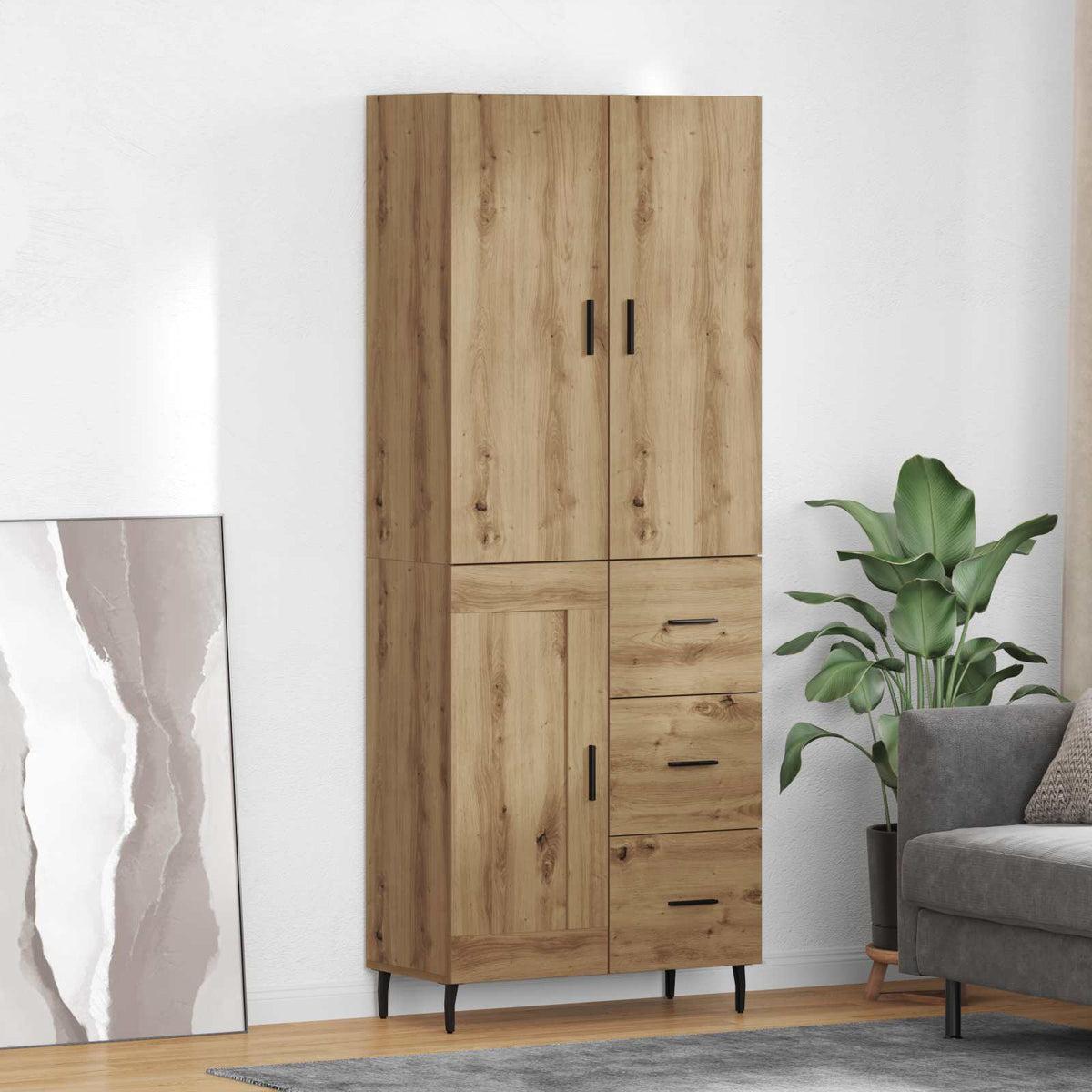 Hoge kast 2 pcs Artisan Eiken 69,5 x 34 x 180 cm Bewerkt hout is nu te koop bij PeponiXL, paradijselijk wonen!
