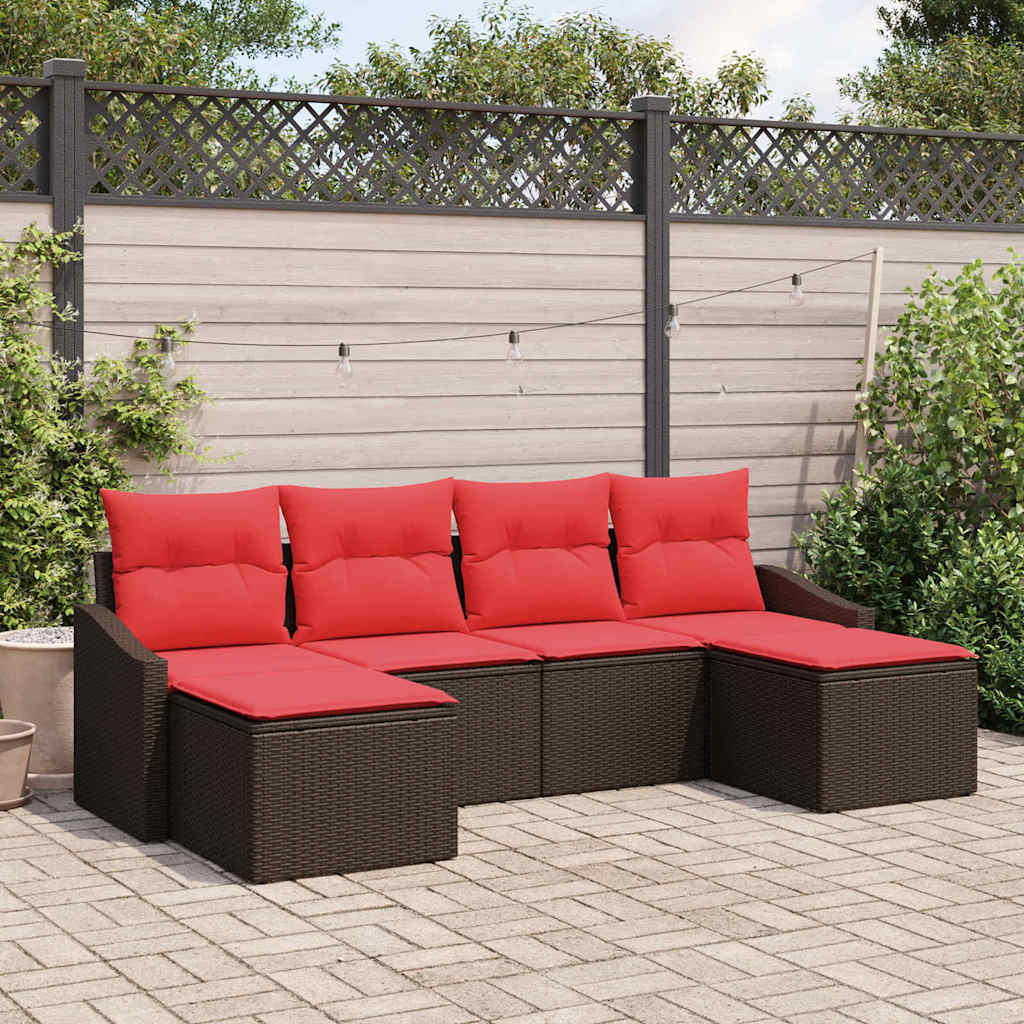 Bankstel 6 st Bruin poly rattan is nu te koop bij PeponiXL, paradijselijk wonen!