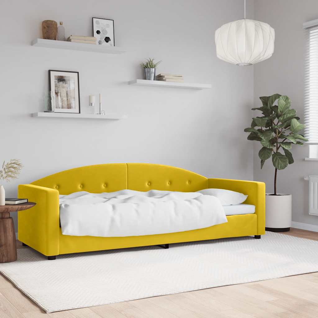Slaapbank 80x200 cm fluweel geel is nu te koop bij PeponiXL, paradijselijk wonen!