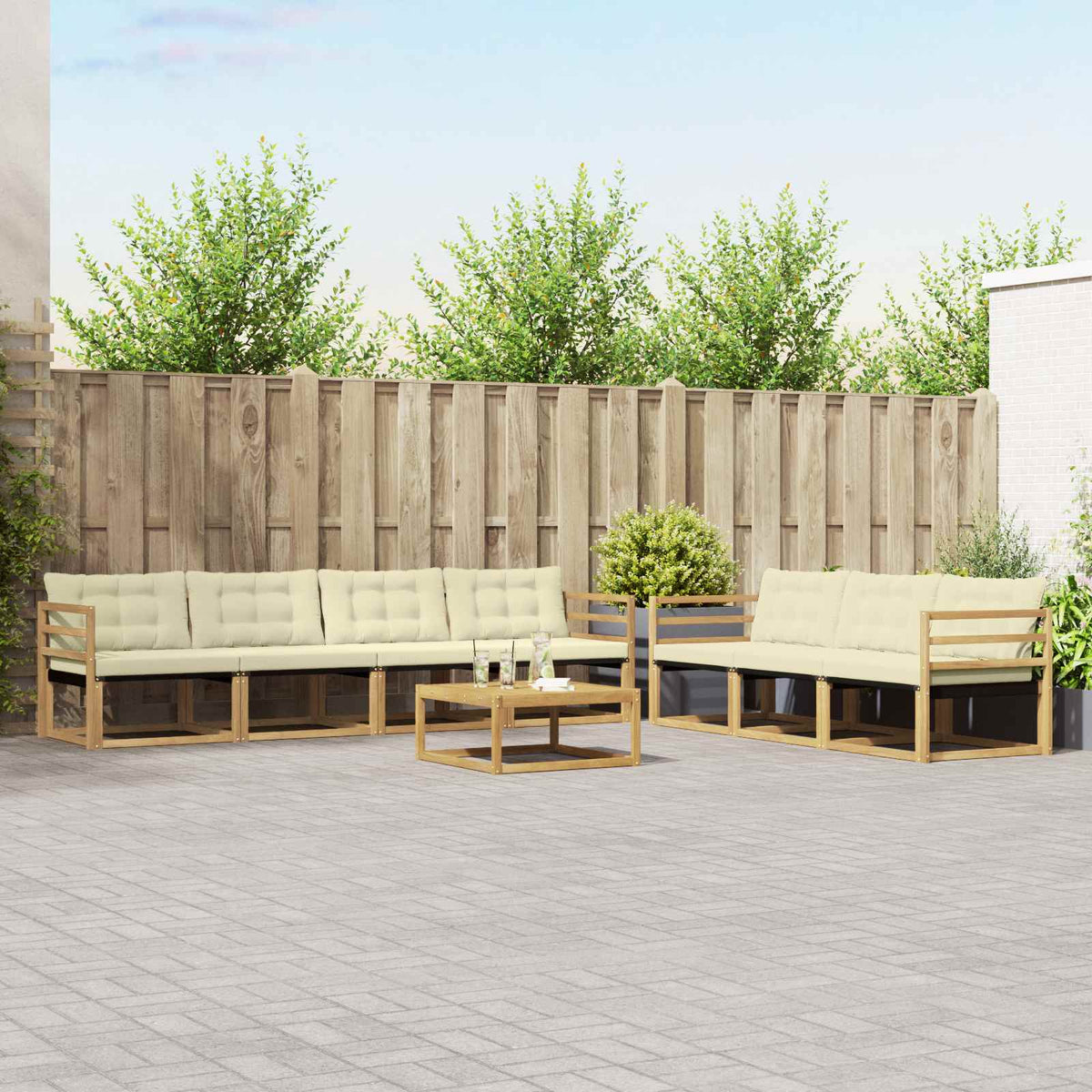Buiten bankenset 8 pcs Wit en crèmekleurig is nu te koop bij PeponiXL, paradijselijk wonen!