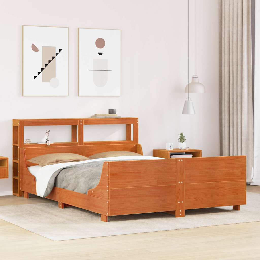 Bedframe zonder matras massief grenenhout wasbruin 135x190 cm is nu te koop bij PeponiXL, paradijselijk wonen!