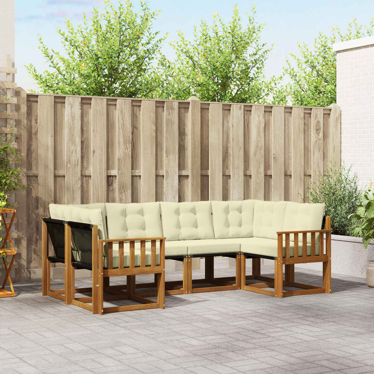 Buiten bankenset met kussen 6 pcs Natuurlijk en Crème is nu te koop bij PeponiXL, paradijselijk wonen!