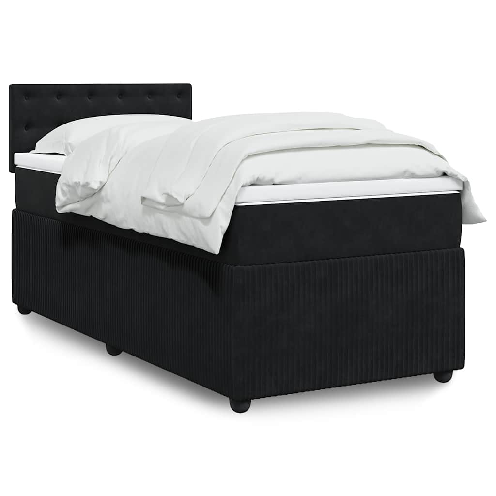 Boxspring met matras fluweel zwart 90x190 cm is nu te koop bij PeponiXL, paradijselijk wonen!