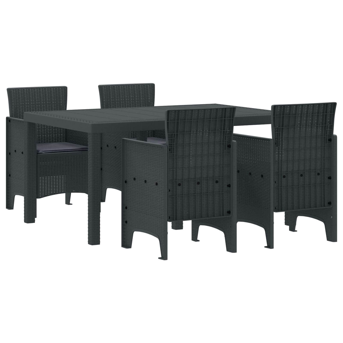 Tuin Eetset 5 pcs Antraciet Polt riet is nu te koop bij PeponiXL, paradijselijk wonen!