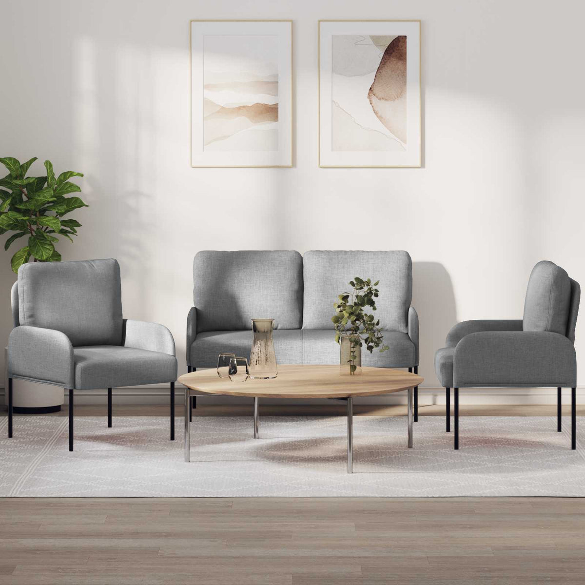 Sofa-Sets 3 pcs Lichtgrijs 115 x 56 x 80 cm Multiplex is nu te koop bij PeponiXL, paradijselijk wonen!