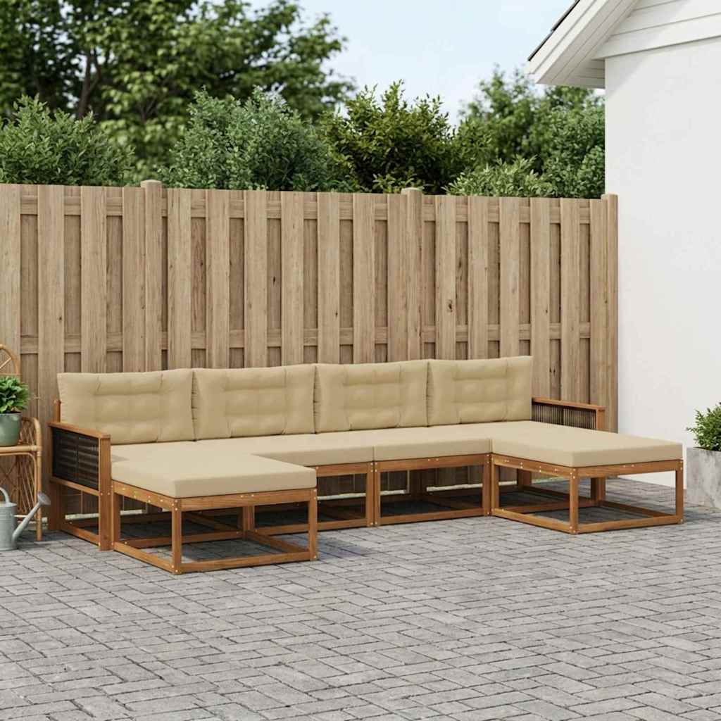 Buiten bankenset met kussen 6 pcs Natuurlijk en Beige is nu te koop bij PeponiXL, paradijselijk wonen!