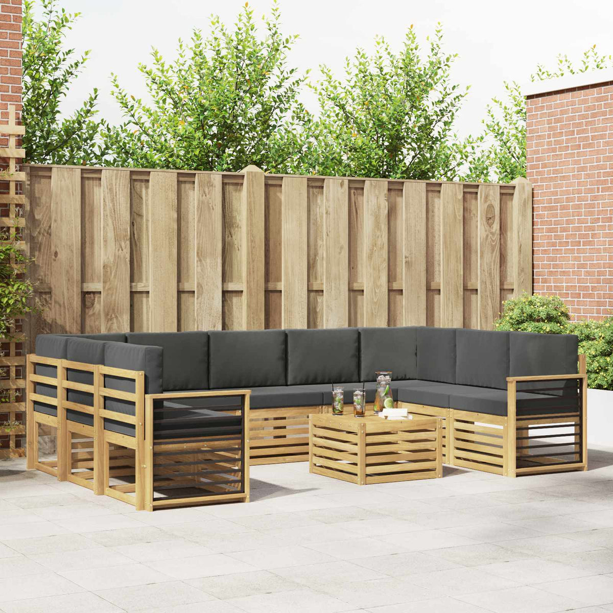 Buiten bankenset 8 pcs Wit en Anthraciet 59 x 59 x 37 cm is nu te koop bij PeponiXL, paradijselijk wonen!