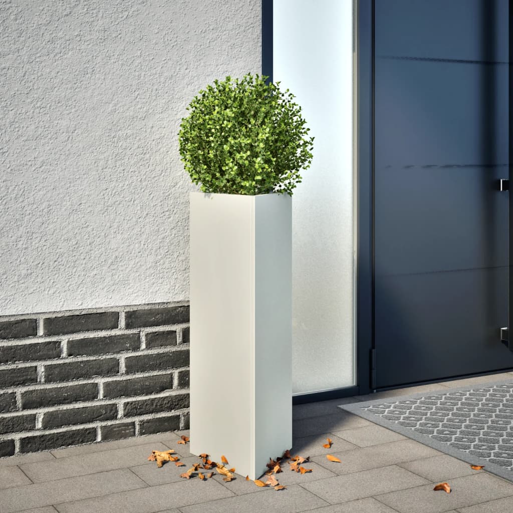 Plantenbakken 2 st driehoek 30x26x75 cm staal wit is nu te koop bij PeponiXL, paradijselijk wonen!