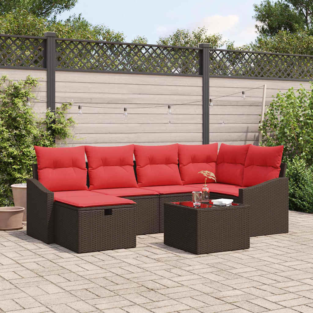 Bankstel met kussen met opslag Bruin poly rattan is nu te koop bij PeponiXL, paradijselijk wonen!