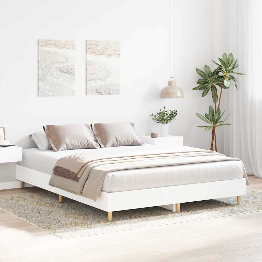 Bedframe 2 pcs Wit 152 x 203 cm Bewerkt hout is nu te koop bij PeponiXL, paradijselijk wonen!