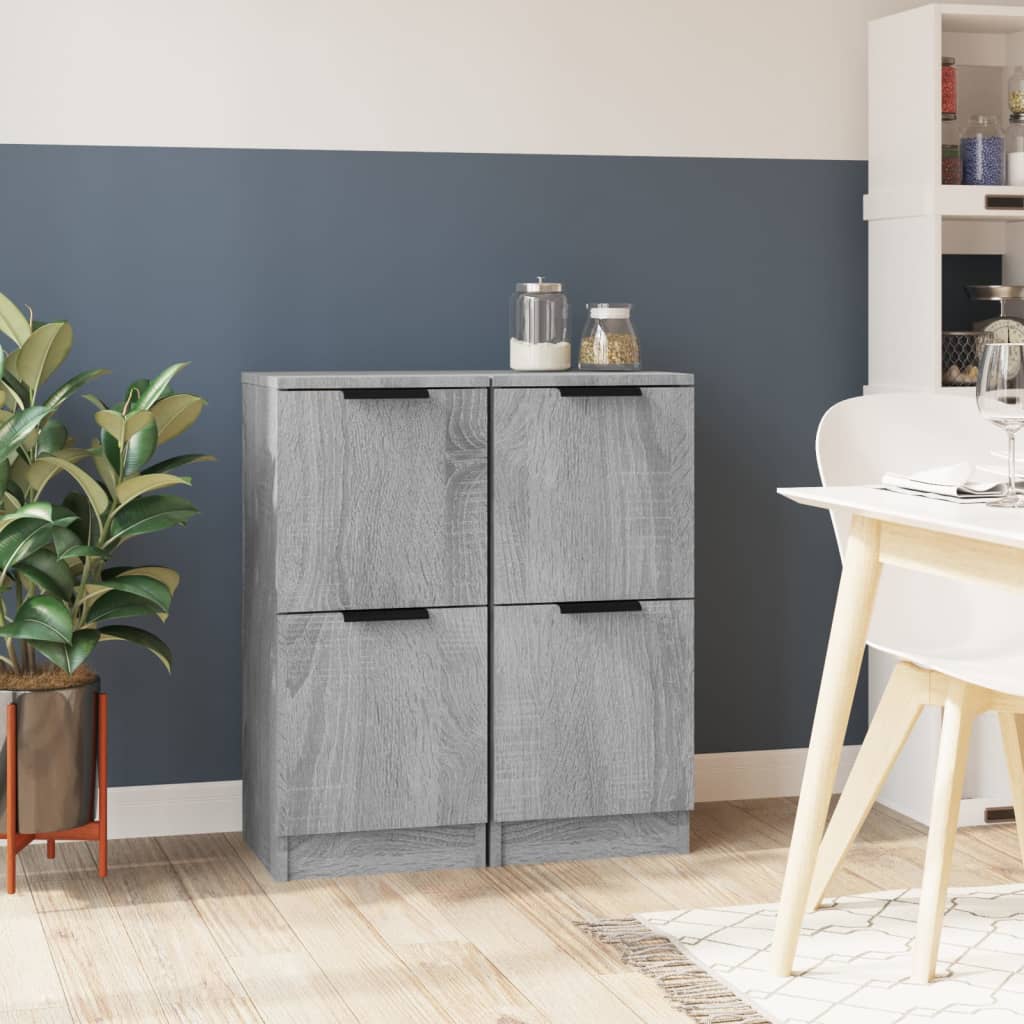 Dressoirs 2 st 30x30x70 cm bewerkt hout grijs sonoma eikenkleur is nu te koop bij PeponiXL, paradijselijk wonen!