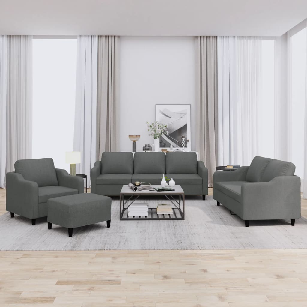 4-delige Loungeset met kussens stof donkergrijs is nu te koop bij PeponiXL, paradijselijk wonen!