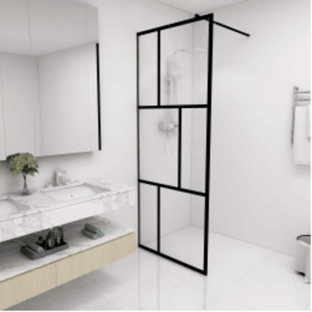 Inloopdouchewand 80x195 cm gehard glas zwart is nu te koop bij PeponiXL, paradijselijk wonen!