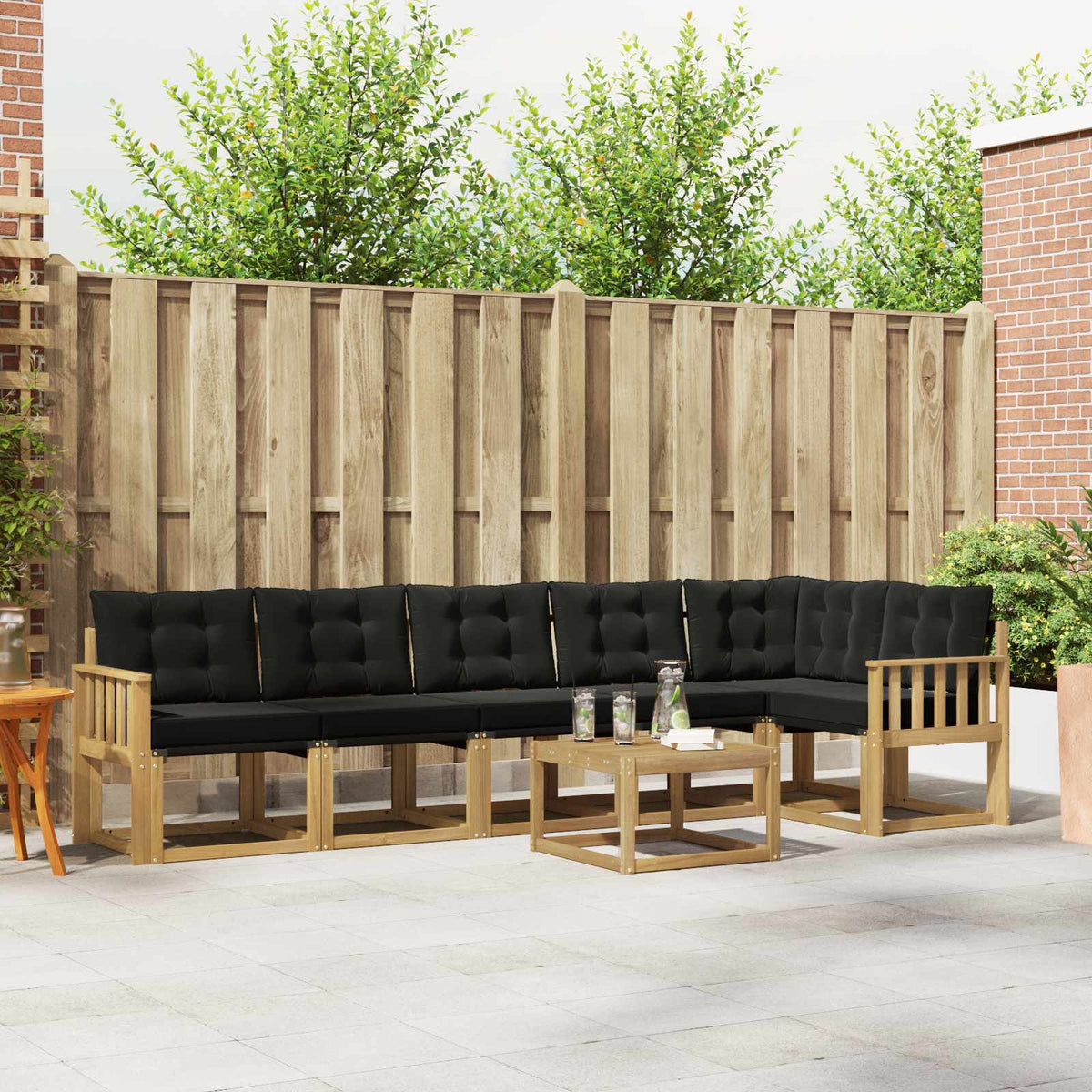 Buiten bankenset met kussen 7 pcs Wit en zwart is nu te koop bij PeponiXL, paradijselijk wonen!