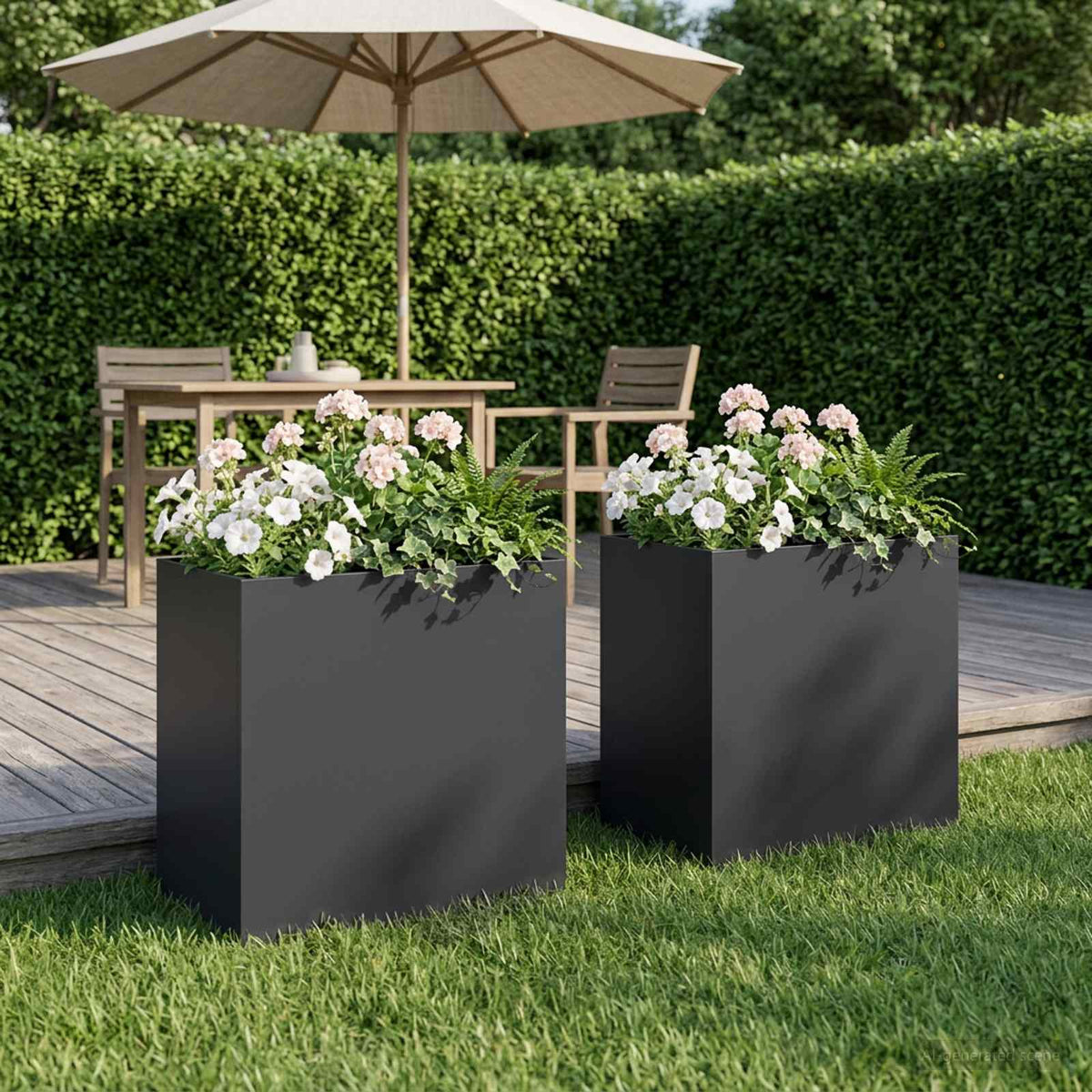 Plantenbak 2 st Zwart 50 x 30 x 40 cm Koudgewalst staal is nu te koop bij PeponiXL, paradijselijk wonen!