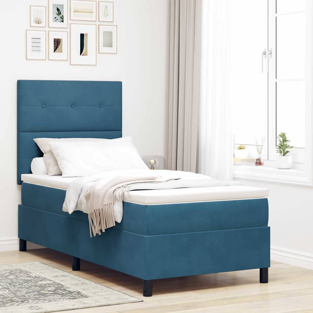 Boxspringbed met matras Donkerblauw 90 x 190 cm Fluweel is nu te koop bij PeponiXL, paradijselijk wonen!