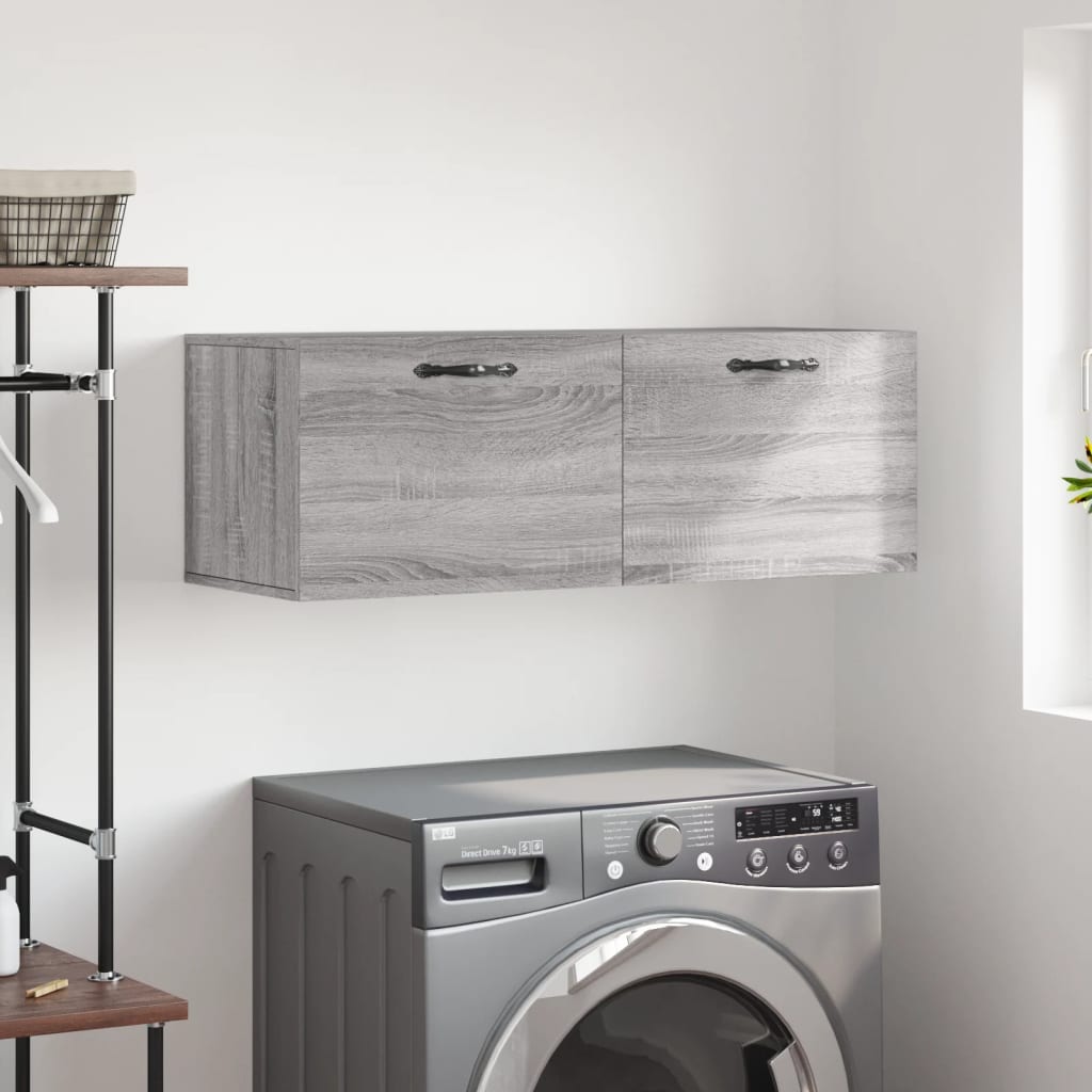 Wandkast 100x36,5x35 cm bewerkt hout grijs sonoma eikenkleurig is nu te koop bij PeponiXL, paradijselijk wonen!