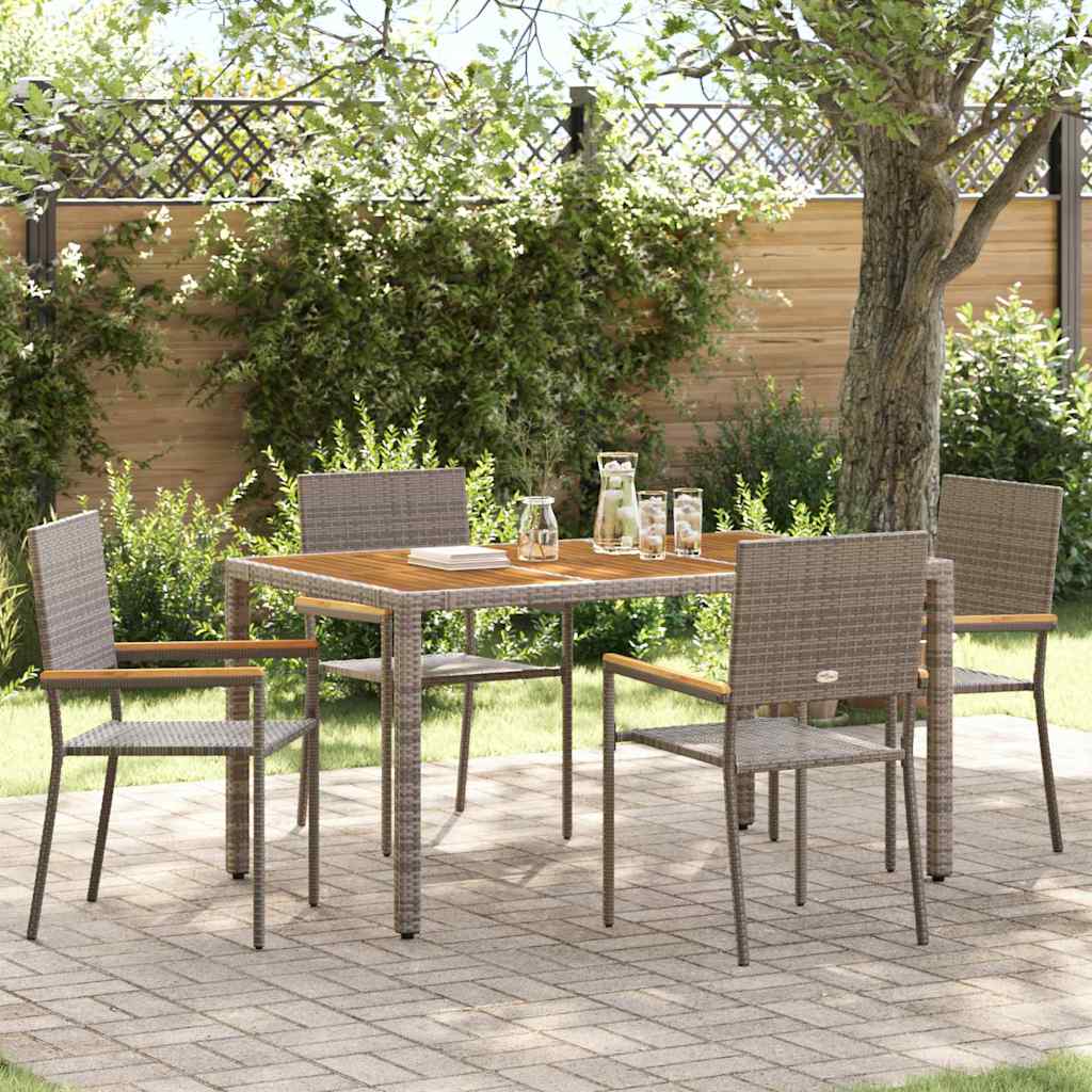 Tuinstapelstoelen 4 pcs Grijs en Bruin 54 x 56 x 90 cm is nu te koop bij PeponiXL, paradijselijk wonen!