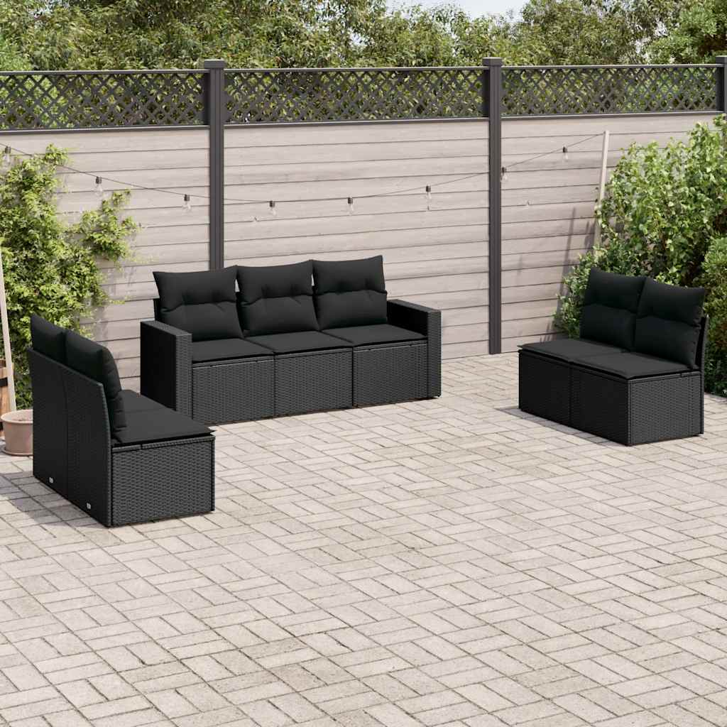 7-delige Loungeset met kussens poly rattan zwart is nu te koop bij PeponiXL, paradijselijk wonen!