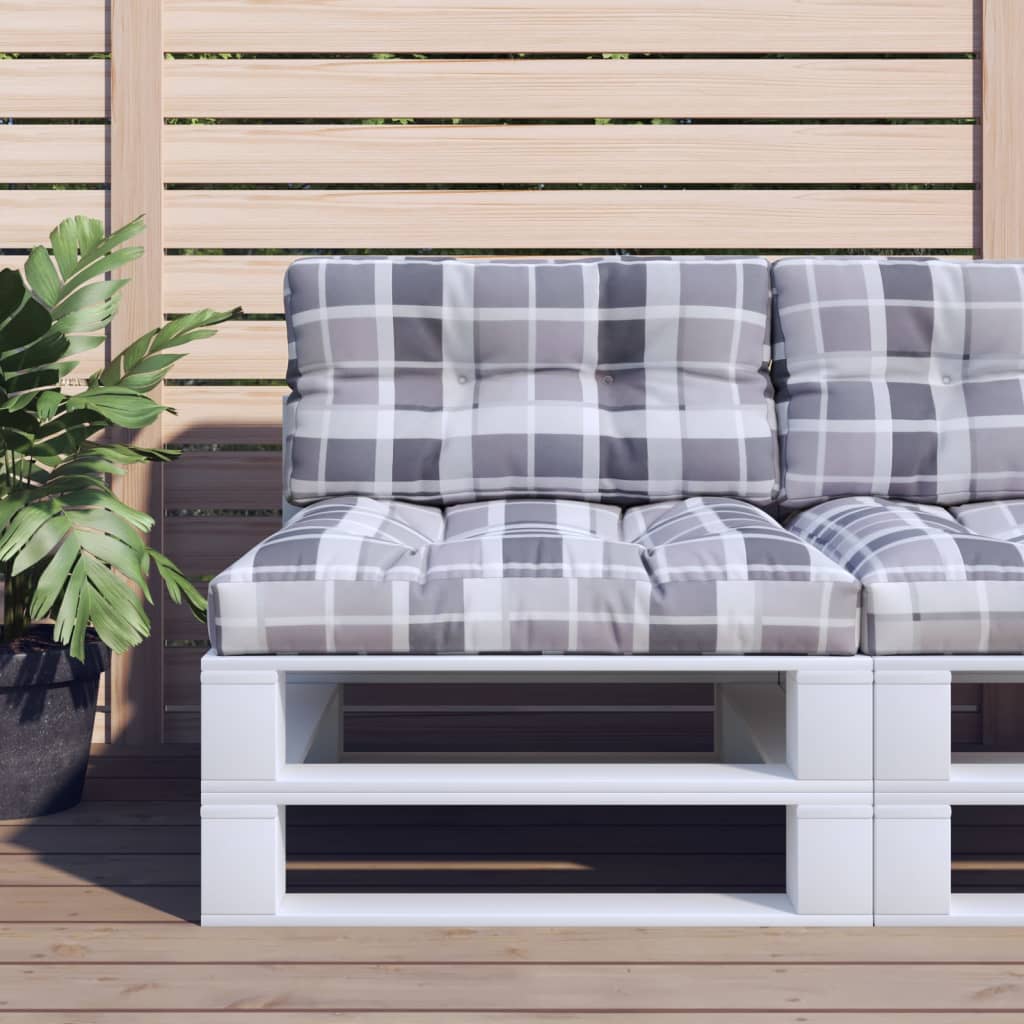 Palletkussen 70x40x12 cm stof ruitpatroon grijs is nu te koop bij PeponiXL, paradijselijk wonen!