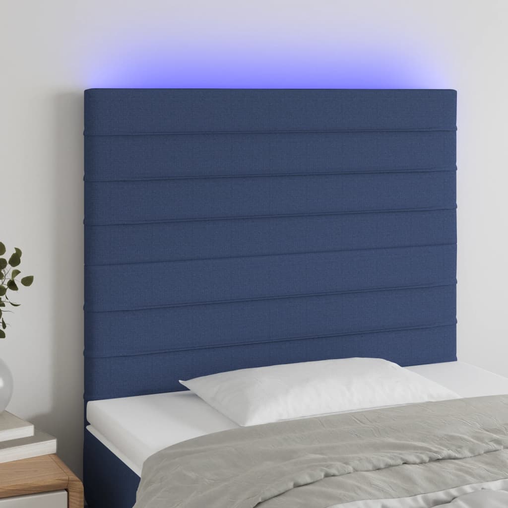 Hoofdbord LED 90x5x118/128 cm stof blauw is nu te koop bij PeponiXL, paradijselijk wonen!