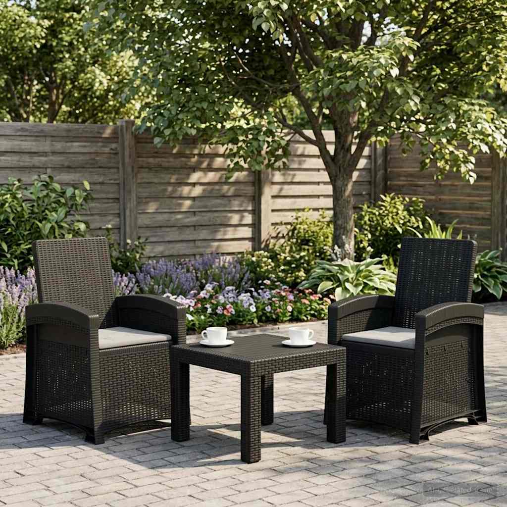 Ligstoel in rietenlook 2 pcs Anthraciet en Lichtgrijs PP is nu te koop bij PeponiXL, paradijselijk wonen!