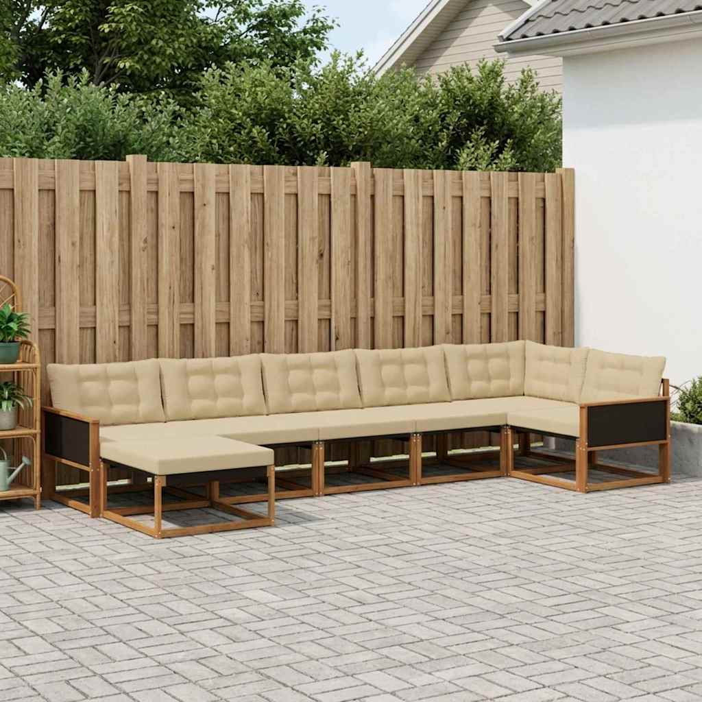 Buiten bankenset met kussen 7 pcs Natuurlijk en Beige is nu te koop bij PeponiXL, paradijselijk wonen!