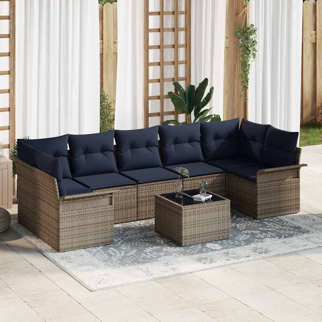 Tuin Sofa Set 8 pcs Grijs poly rattan is nu te koop bij PeponiXL, paradijselijk wonen!