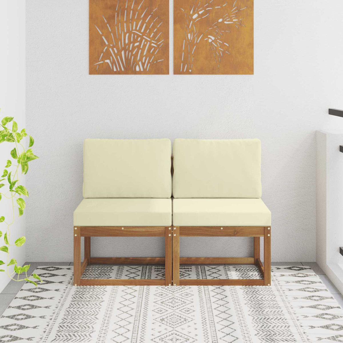 2 Stuk Buiten Midden Sofa Massief Acaciahout is nu te koop bij PeponiXL, paradijselijk wonen!