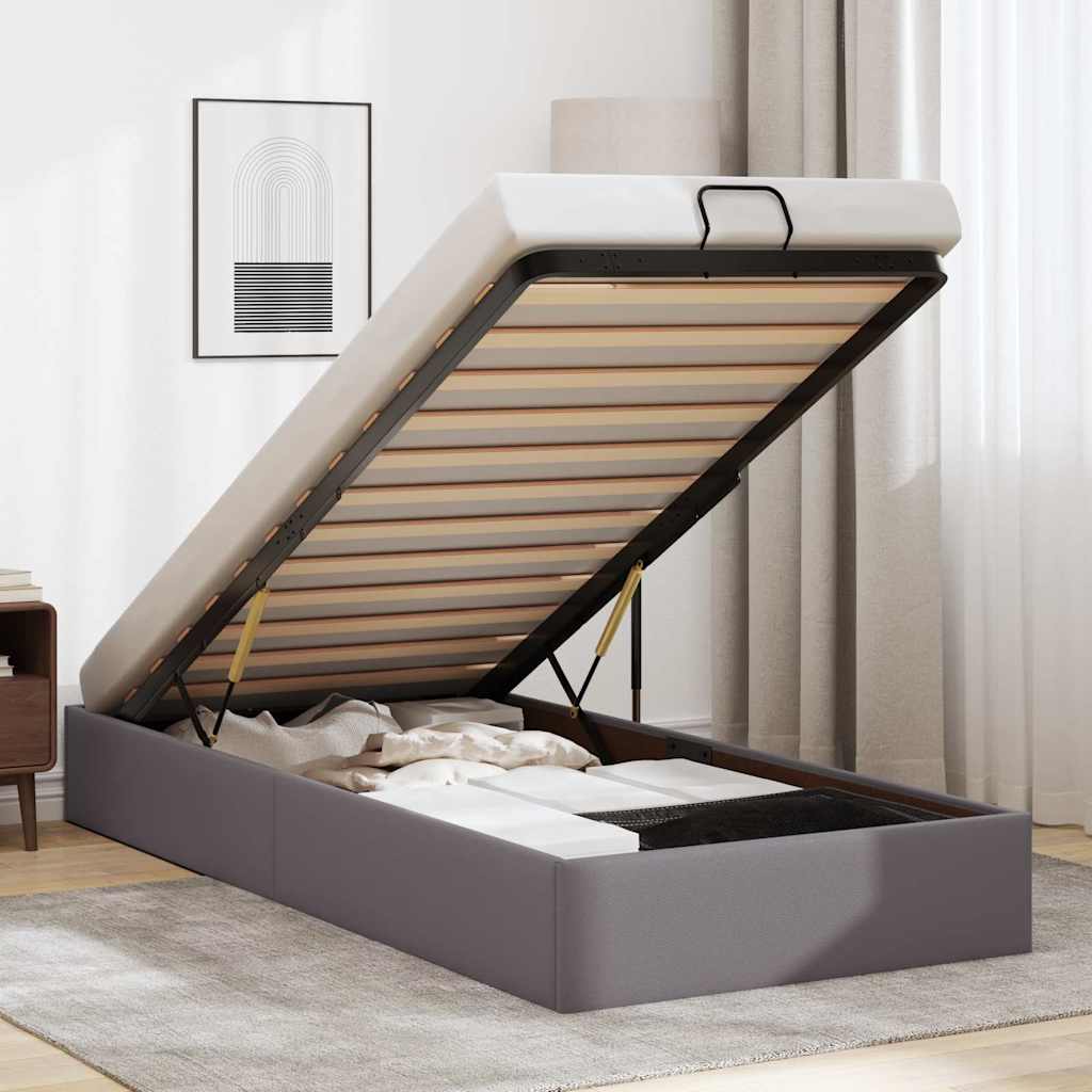 Bedframe zonder matras 100x200 cm kunstleer grijs is nu te koop bij PeponiXL, paradijselijk wonen!