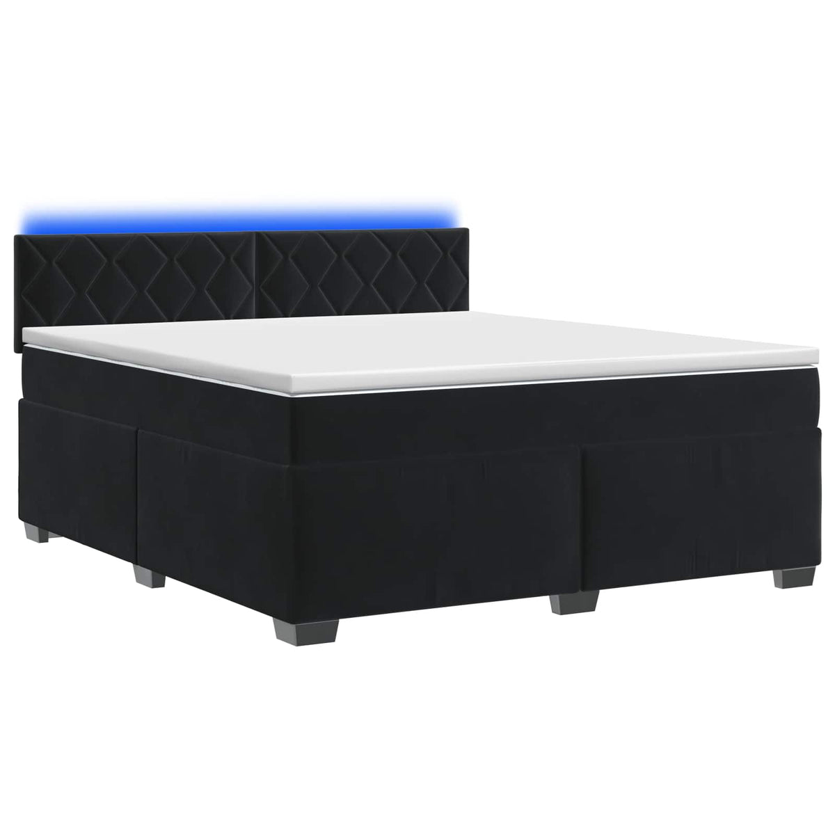 Boxspring Bed met Matras en LED Zwart 140 x 200 cm fluweel is nu te koop bij PeponiXL, paradijselijk wonen!