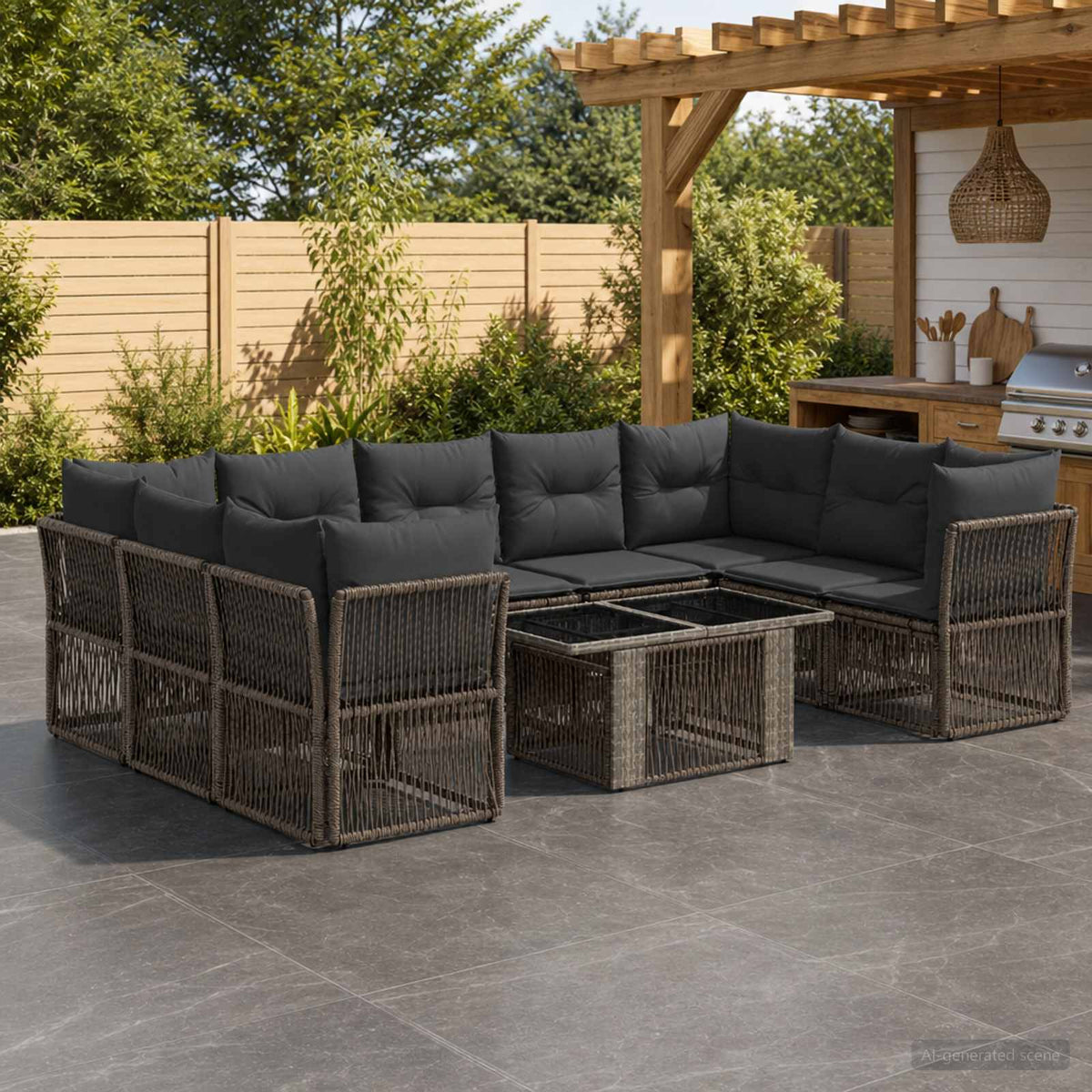 Tuinbankenset 10 st Grijs poly rattan is nu te koop bij PeponiXL, paradijselijk wonen!