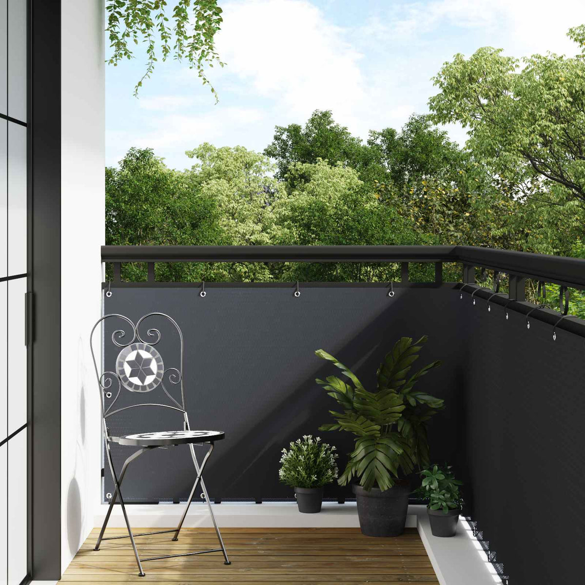 Balkon Scherm met Oogjes Antracietkleurig is nu te koop bij PeponiXL, paradijselijk wonen!