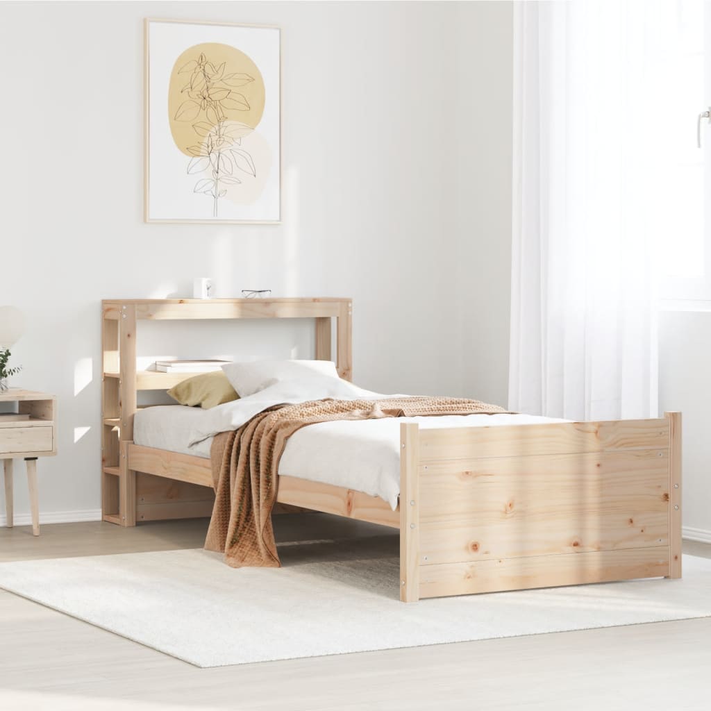 Bedframe met hoofdbord massief grenenhout 75x190 cm is nu te koop bij PeponiXL, paradijselijk wonen!
