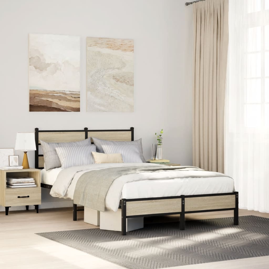 Bedframe zonder matras hout sonoma eikenkleurig 120x190 cm is nu te koop bij PeponiXL, paradijselijk wonen!