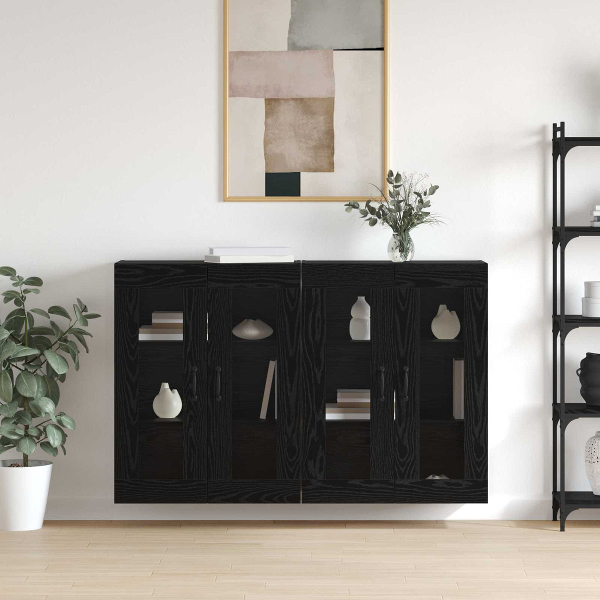 Wandgemonteerde Kasten 2 pcs Zwart eiken 69,5 x 34 x 90 cm is nu te koop bij PeponiXL, paradijselijk wonen!