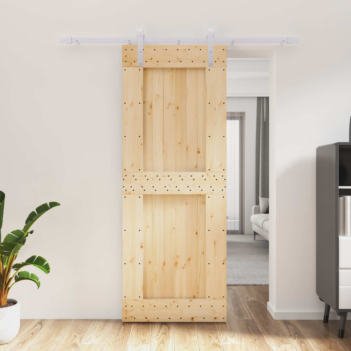 Schuifdeur Natuurlijk en Wit 80 x 210 cm Massief Grenenhout is nu te koop bij PeponiXL, paradijselijk wonen!