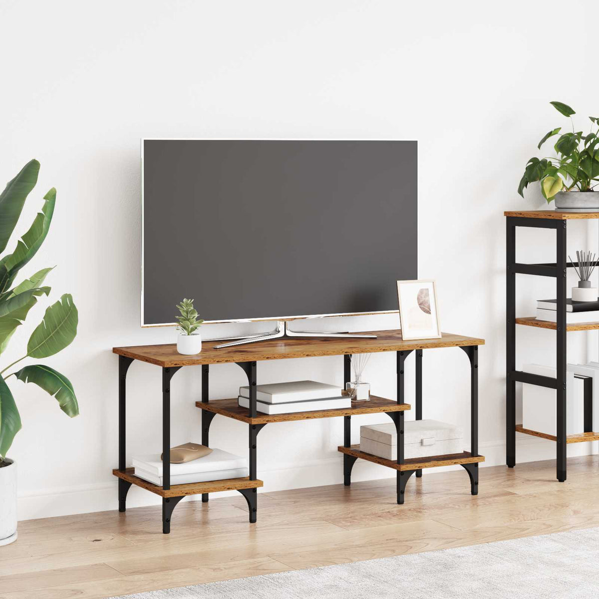 TV-kast Oud Hout 102 x 35 x 45,5 cm Gemonteerd hout en ijzer is nu te koop bij PeponiXL, paradijselijk wonen!