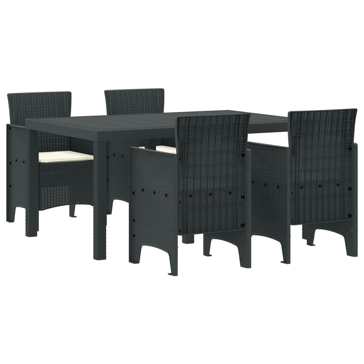 Tuin Eetset 5 pcs Antraciet Polt riet is nu te koop bij PeponiXL, paradijselijk wonen!