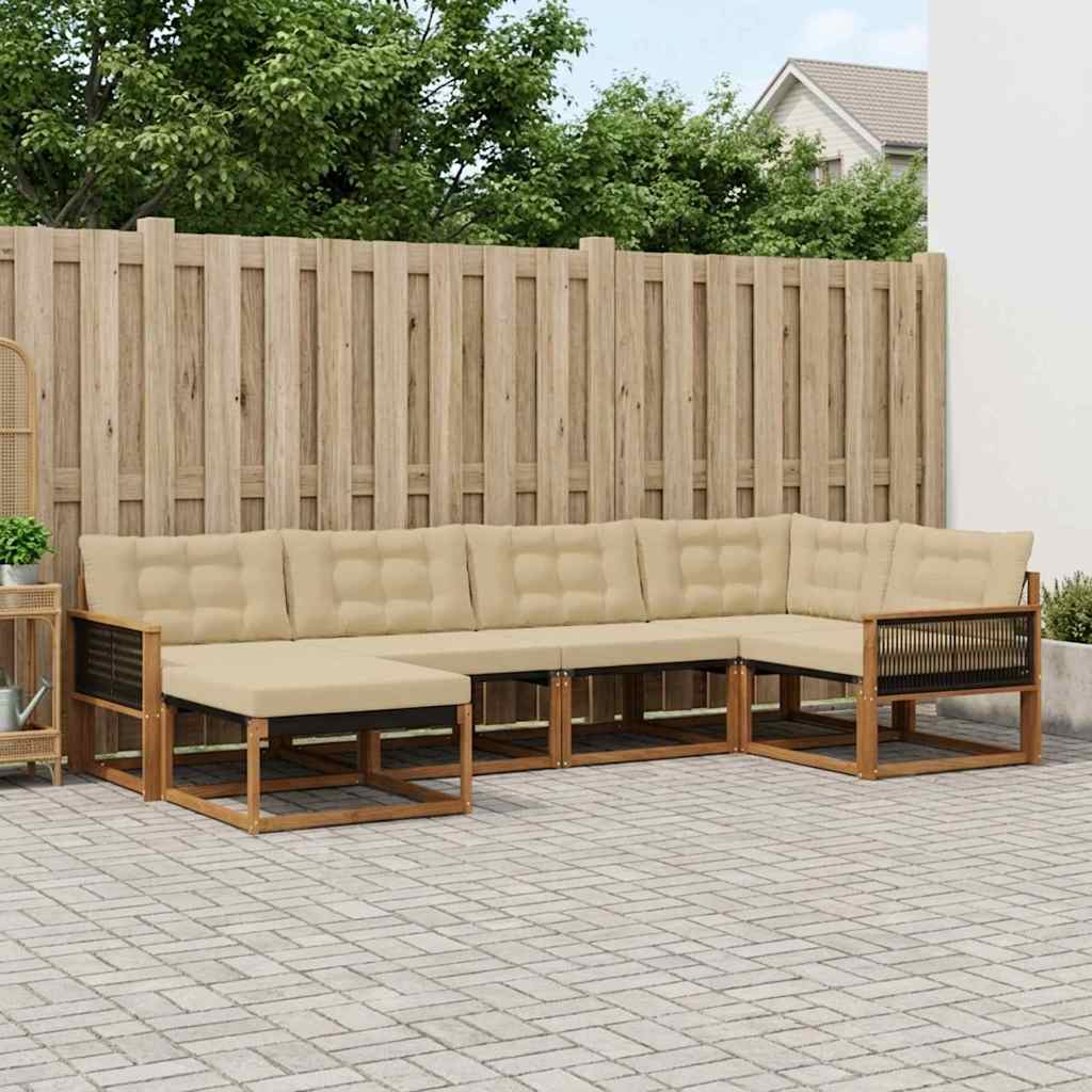 Buiten bankenset met kussen 6 pcs Natuurlijk en Beige is nu te koop bij PeponiXL, paradijselijk wonen!