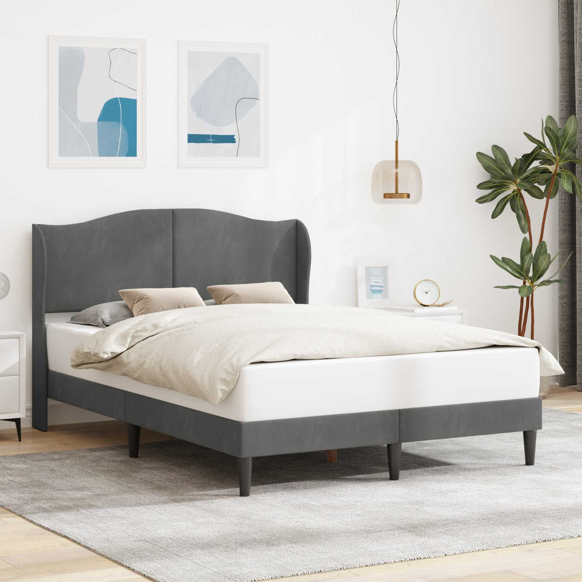 Bedframe met hoofdeinde Donkergrijs 120 x 200 cm Fluweel is nu te koop bij PeponiXL, paradijselijk wonen!