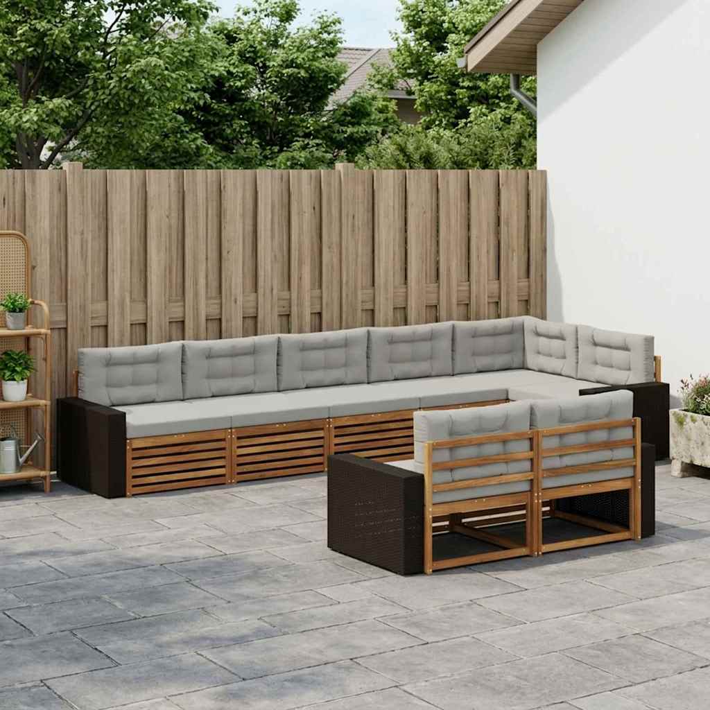 Buiten bankenset met kussen 8 pcs Naturel en lichtgrijs is nu te koop bij PeponiXL, paradijselijk wonen!